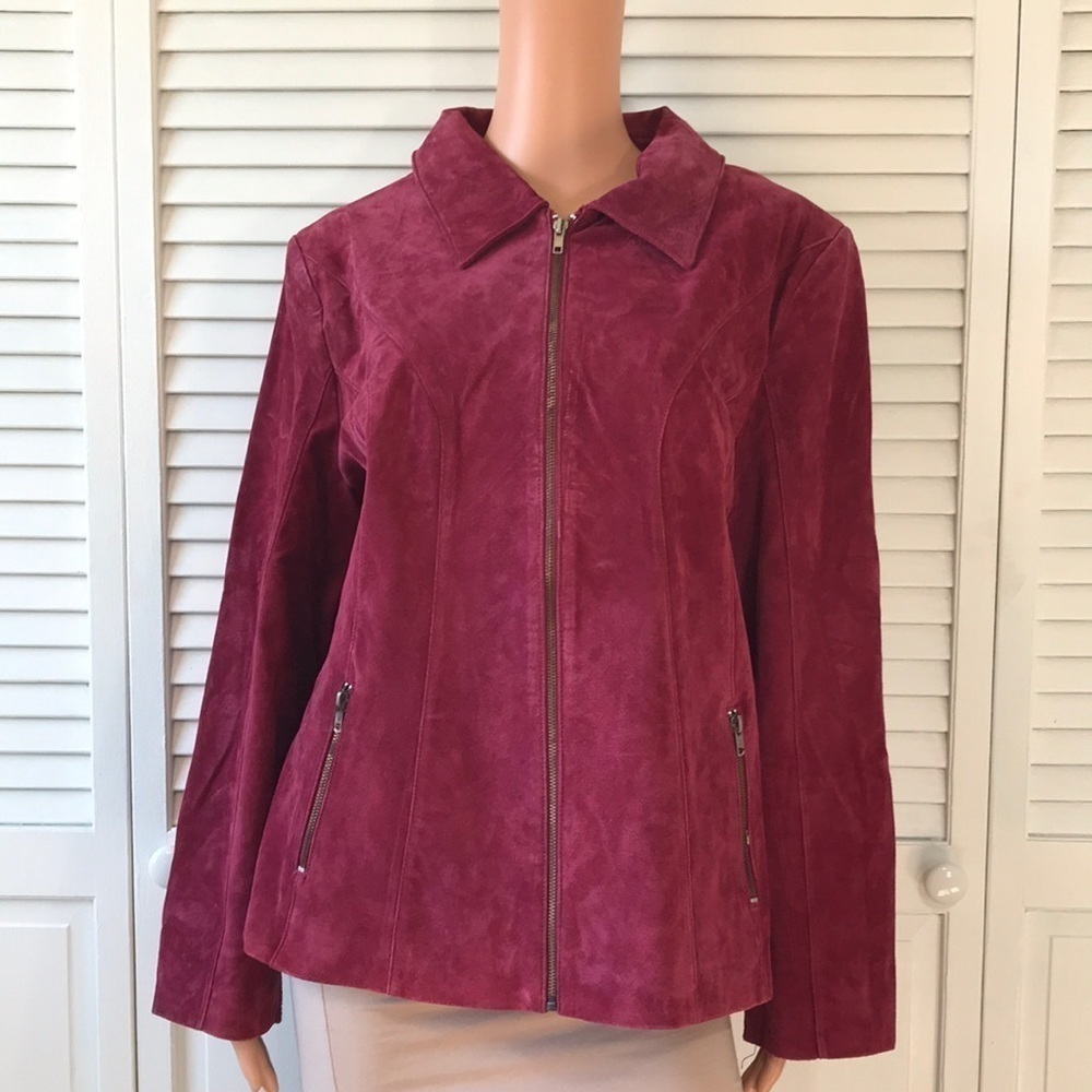 LANE BRYANT Pink Suede Zip Up Jacket Size 14/16